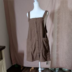 HALARA Brown Button-Front Jumper Dress